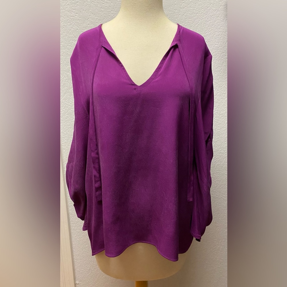 Toupy Paris Silk Blouse – Purple, Size S/M